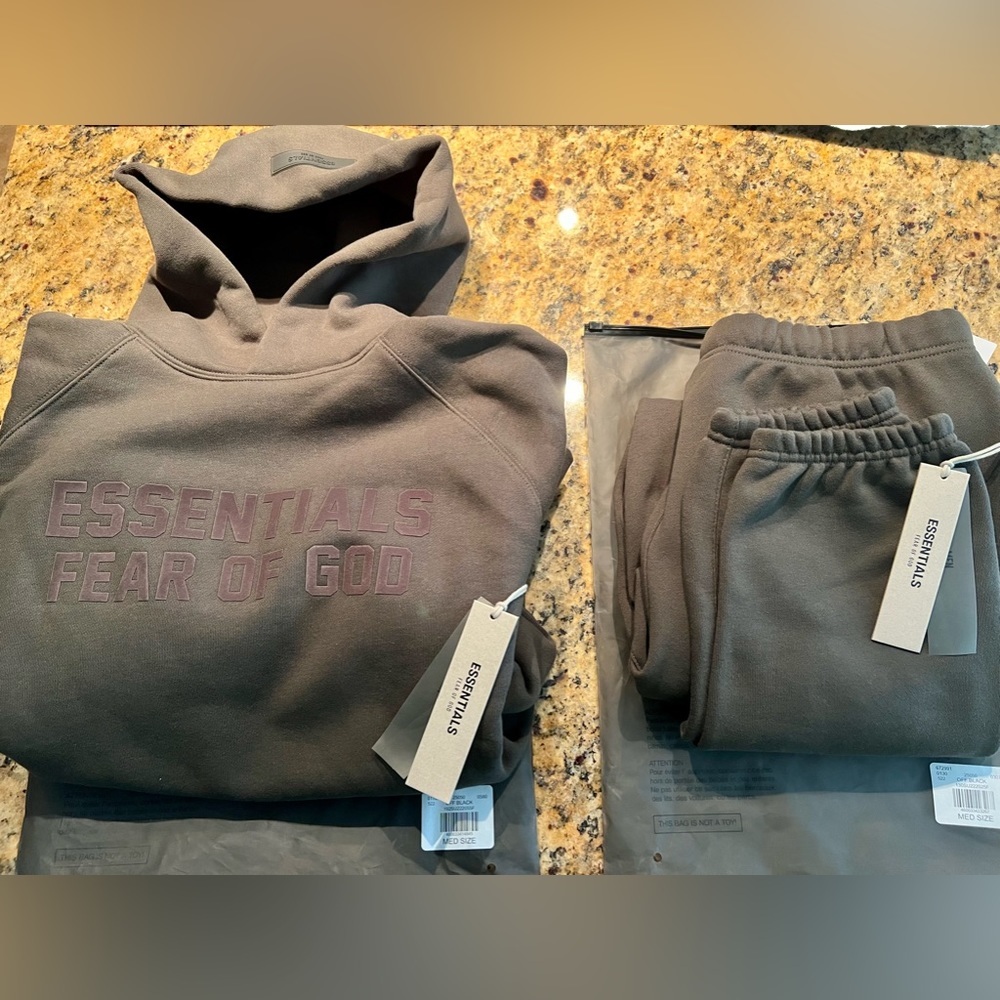 Fear of God Essentials 2023 Tracksuit. Size Medium. Color: off black. Brand new!